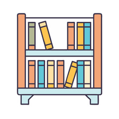 Illustration of a bookshelf with books for home library and study room interior design idea