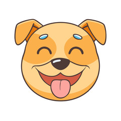 Happy dog face cartoon vector illustration cute puppy animal smile pet cheerful graphic design drawing