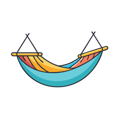 Illustration of a colorful hammock, relaxation, leisure, summer, vacation, travel, rest, and chill