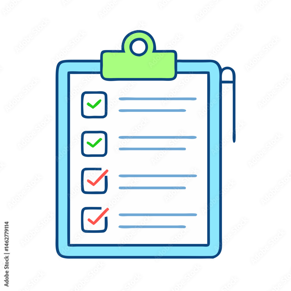 Poster checklist clipboard with check marks tasks list planning survey form to do list project management