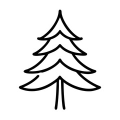 Obraz premium Simple black line drawing of a stylized christmas tree or fir tree on transparent background for holiday design and nature concepts.
