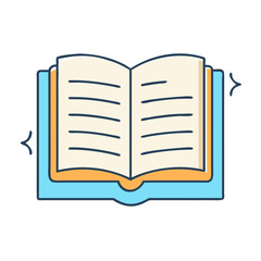 Open book illustration for reading comprehension and educational resource materials design