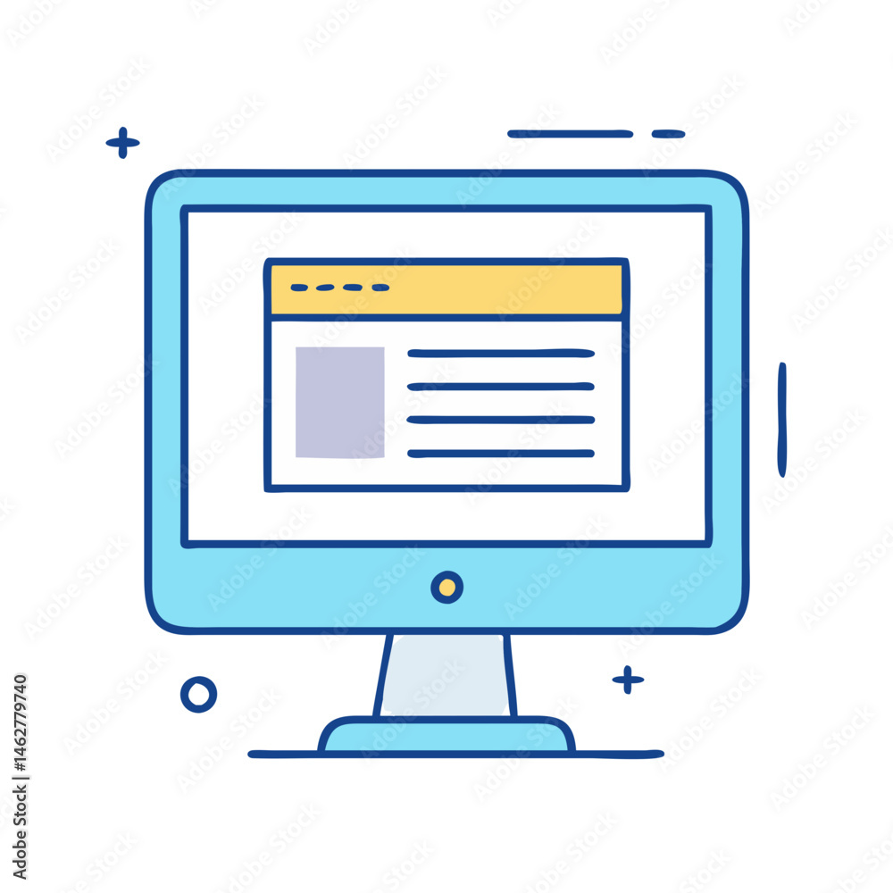 Leinwandbilder Monitor display screen computer vector design graphic device technology web application interface