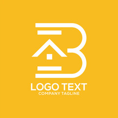 b letter with home logo design icon