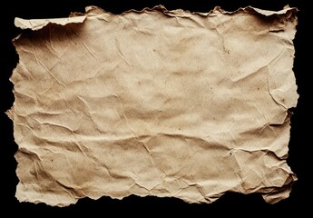Aged, crumpled, parchment-like paper, distressed texture, torn edges