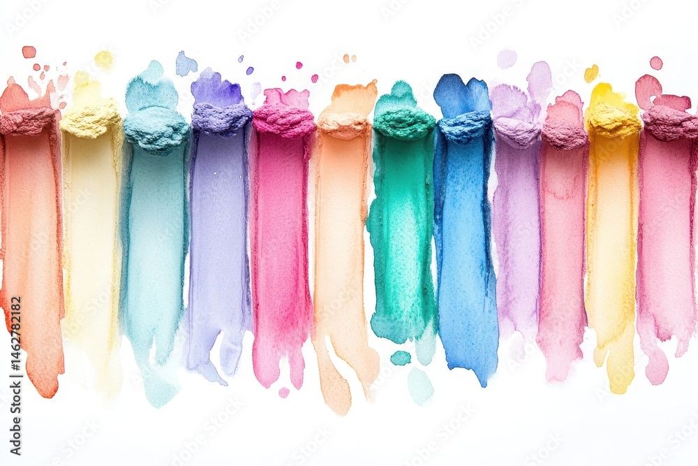Poster colorful streaks of paint create an artistic display of vibrant hues along a white background in a c