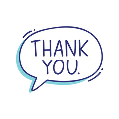 Thank you message in speech bubble vector graphic design for gratitude and appreciation needs