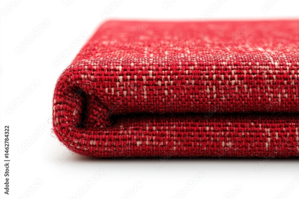 Aufkleber Texture of deep red fabric showcasing woven patterns under natural light with shadows adding depth and interest in a studio setting