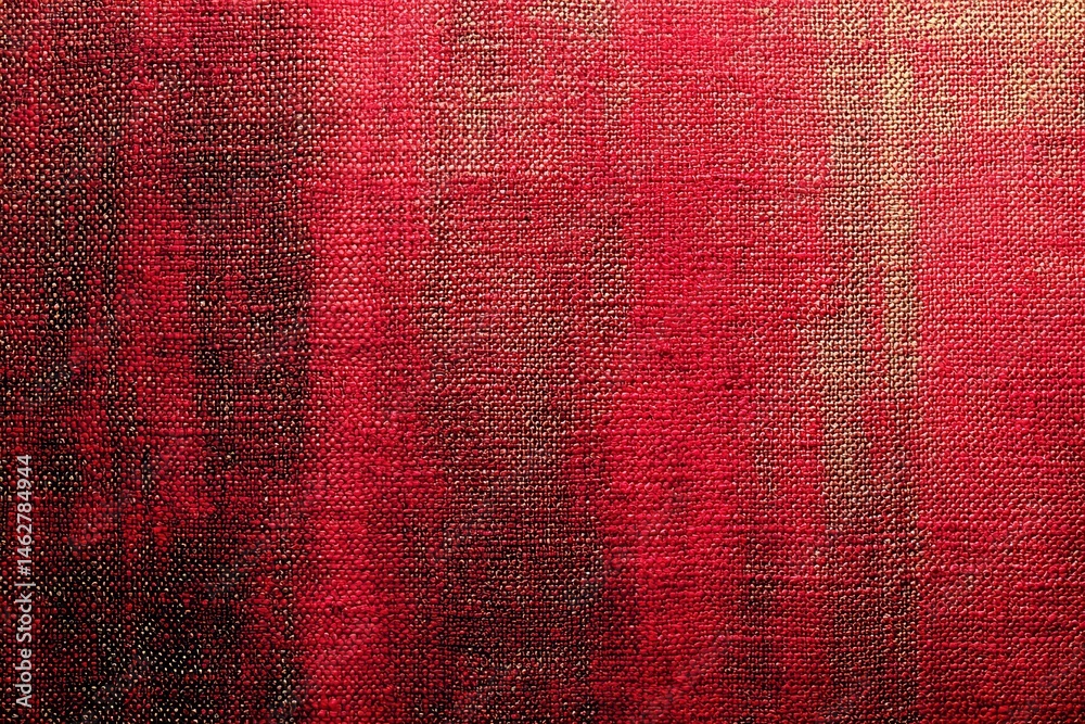 Poster Texture of deep red fabric showcasing woven patterns under natural light with shadows adding depth and interest in a studio setting