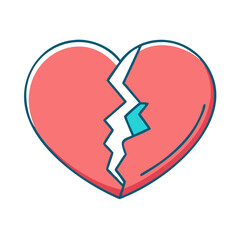 Broken heart vector heartbreak love pain sad depression divorce feeling emotion relationship symbol design
