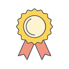 Illustrative graphic of a yellow award badge ribbon achievement emblem success vector symbol design