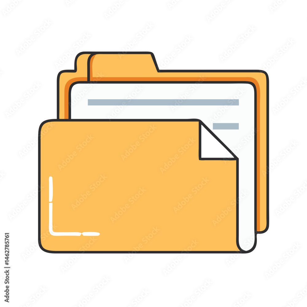 Poster illustration of a yellow file folder document directory data storage organization archive system fil