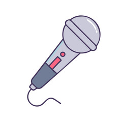 Isolated cartoon microphone vector illustration for karaoke singing recording studio use