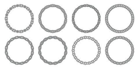 Round chain frame vector, Circle shape chain border, Circle vector set