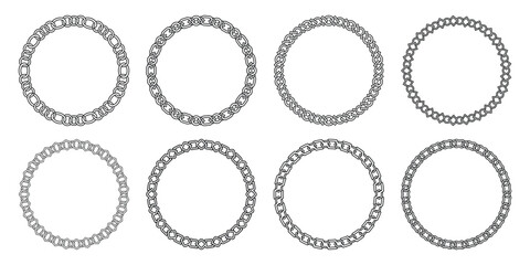 Round chain frame vector, Circle shape chain border, Circle vector set