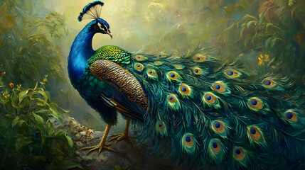 Majestic Display: The Regal Dance of the Proud Peacock in Full Splendor