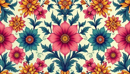 Intricate floral design, repeating seamlessly , graphic, design