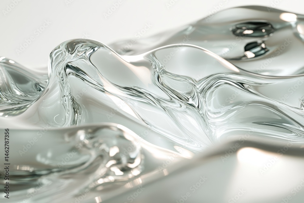 Fototapete fluid golden waves create an abstract art piece reflecting light in a modern indoor setting during d