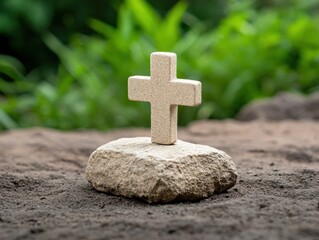 Simple cross on a rock