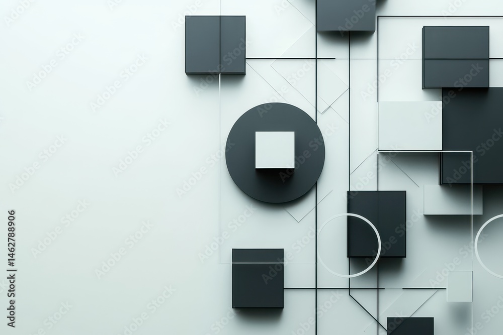 Aufkleber Colorful geometric shapes in abstract design showcasing layers and depth, perfect for modern backgrounds and digital artwork