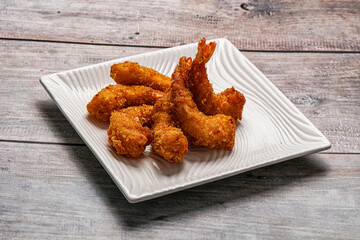 Delicous crispy shrimps appetizer snack