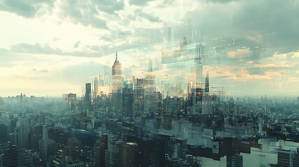 Obraz premium Futuristic cityscape aerial view