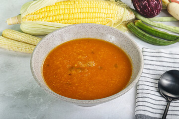 Vegan cuisine - hot tomato soup