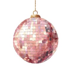 Whimsical Watercolor Pink Disco Ball Ornament for Festive Decor