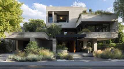 Fototapeta premium Modern concrete villa with minimalist design