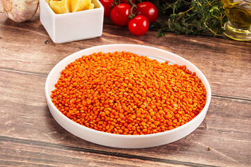 Raw red lentil for cooking