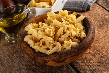 Raw dry Italian pasta - campanelle