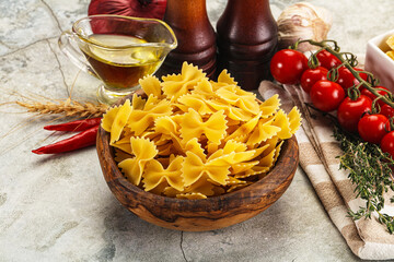 Raw dry Italian pasta - farfalle