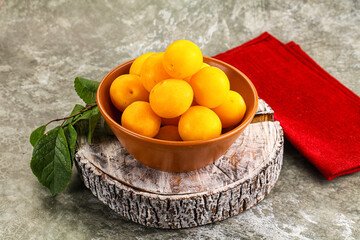 Ripe sweet juicy yellow plum