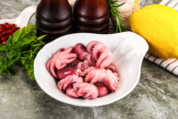 Marinated baby octopus snack appetizer