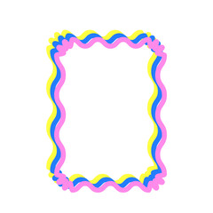 Vivid Festive Bright Retro Border Icon. Bright Vibrant Positive Disco Frame Canvas. Pink and yellow Outline Line Curve Wavy Abstract Shape Decoration Isolated on Background