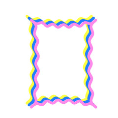 Vivid Festive Bright Retro Border Icon. Bright Vibrant Positive Disco Frame Canvas. Pink and yellow Outline Line Curve Wavy Abstract Shape Decoration Isolated on Background
