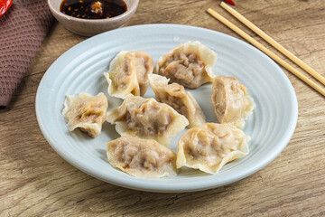 Asian steamed dumplings with meat
