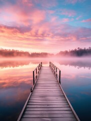 Fototapeta premium Sunset lake pier
