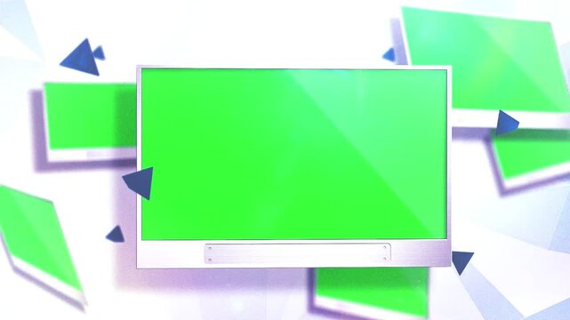 presentation template, green screen slideshow, multiple windows frames with space for text, introduction design 3d animated intro slides, layout sliding white background digital news presentation