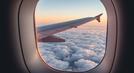 Airplane Wing Above the Clouds