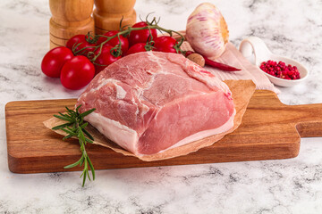 Raw pork meat piece for cooking