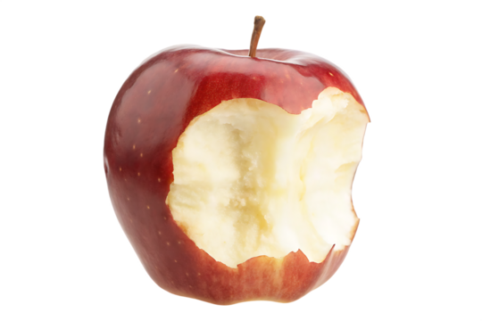 red apple around full side bites isolated on white background PNG