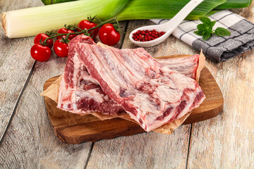 Raw pork ribs for cooking