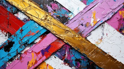 Fototapeta premium A painting with a gold line and a blue line