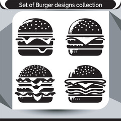 Grill style burger silhouette vector for catering promotions