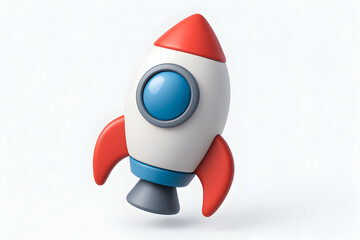 Colorful cartoon rocket ready for exploration.