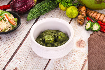 Indian cuisine - Palak paneer cheese with spinach