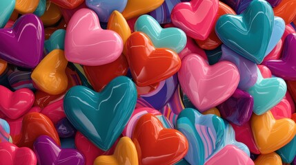 Obraz premium A bunch of colorful hearts are piled on top of each other