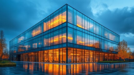 Obraz premium A cutting-edge building featuring intelligent glass technology