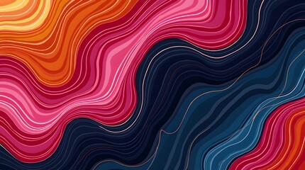 Obraz premium Abstract waves of vibrant colors in red, orange, pink, and blue create a dynamic and flowing composition.